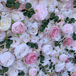 Atlasflowerswall Luxury 5D Blush Pink & White Rose Peony Flower Wall Backdrop for Wedding Party Decor