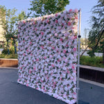 Atlasflowerswall Luxury 5D Blush Pink & White Rose Peony Flower Wall Backdrop for Wedding Party Decor