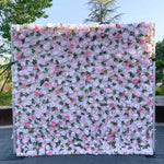  Atlasflowerswall Luxury 5D Blush Pink & White Rose Peony Flower Wall Backdrop for Wedding Party Decor