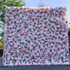 Atlasflowerswall Luxury 5D Blush Pink & White Rose Peony Flower Wall Backdrop for Wedding Party Decor