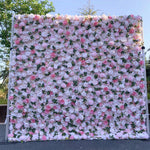 Atlasflowerswall Luxury 5D Blush Pink & White Rose Peony Flower Wall Backdrop for Wedding Party Decor