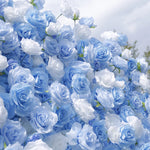 Atlasflowerswall 5D Blue & White Rose Artificial Flower Wall Backdrop for Wedding Party Decor