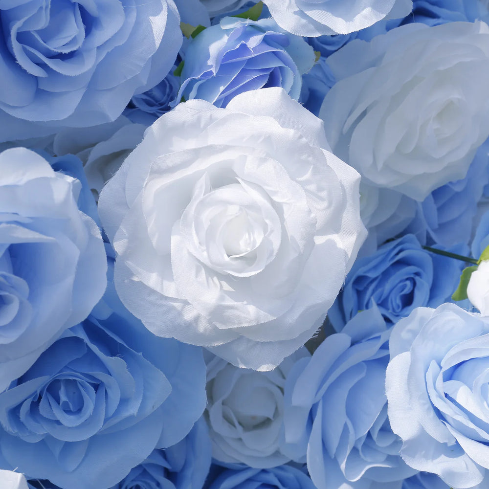 5D Blue & White Rose Artificial Flower Wall Backdrop for Wedding Party Decor