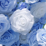 Atlasflowerswall 5D Blue & White Rose Artificial Flower Wall Backdrop for Wedding Party Decor