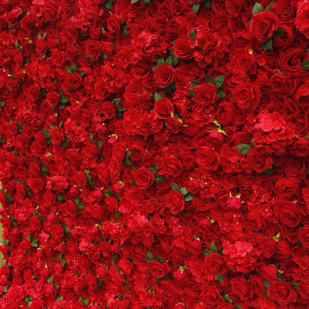 3D Artificial Fabric Red Rose & Hydrangea Flower Wall Backdrop for Wedding & Party Decor