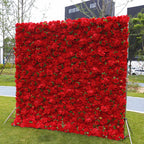3D Artificial Fabric Red Rose & Hydrangea Flower Wall Backdrop for Wedding & Party Decor