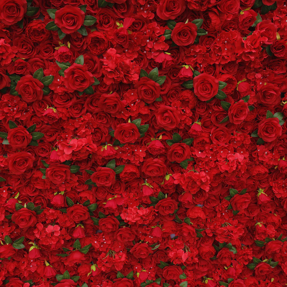 3D Artificial Fabric Red Rose & Hydrangea Flower Wall Backdrop for Wedding & Party Decor