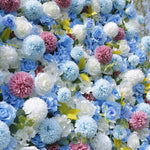Atlasflowerswall 3D Blue Rose Flower Wall Backdrop for Event Party Decoration