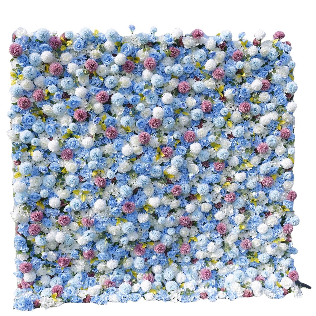 Atlasflowerswall 3D Blue Rose Flower Wall Fabric Rolling Up Curtain Floral Backdrop Wedding Party Decor