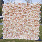 3D Champagne Blush Rose Flower Wall Backdrop for Wedding Party & Photo Booth