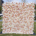 3D Champagne Blush Rose Flower Wall Backdrop for Wedding Party & Photo Booth