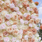 3D Champagne Blush Rose Flower Wall Backdrop for Wedding Party & Photo Booth