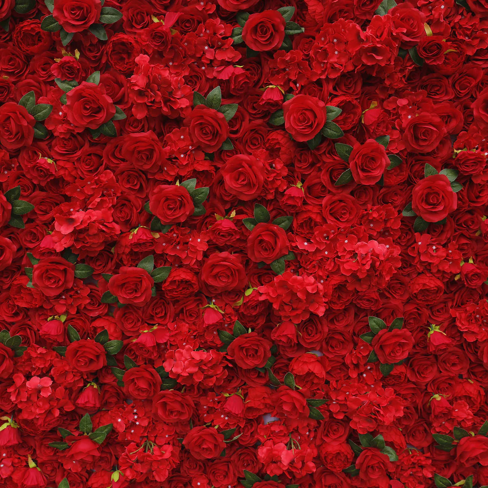 3D Artificial Fabric Red Rose & Hydrangea Flower Wall Backdrop for Wedding & Party Decor