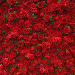 3D Artificial Fabric Red Rose & Hydrangea Flower Wall Backdrop for Wedding & Party Decor