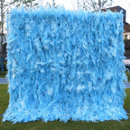 3D Light Blue Fern Artificial Flower Wall Backdrop for Wedding & Event Decor