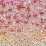 3D Ombre Pink Champagne Rose Artificial Flower Wall Backdrop for Birthday & Event Decor