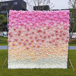 3D Ombre Pink Champagne Rose Artificial Flower Wall Backdrop for Birthday & Event Decor
