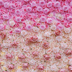3D Ombre Pink Champagne Rose Artificial Flower Wall Backdrop for Birthday & Event Decor