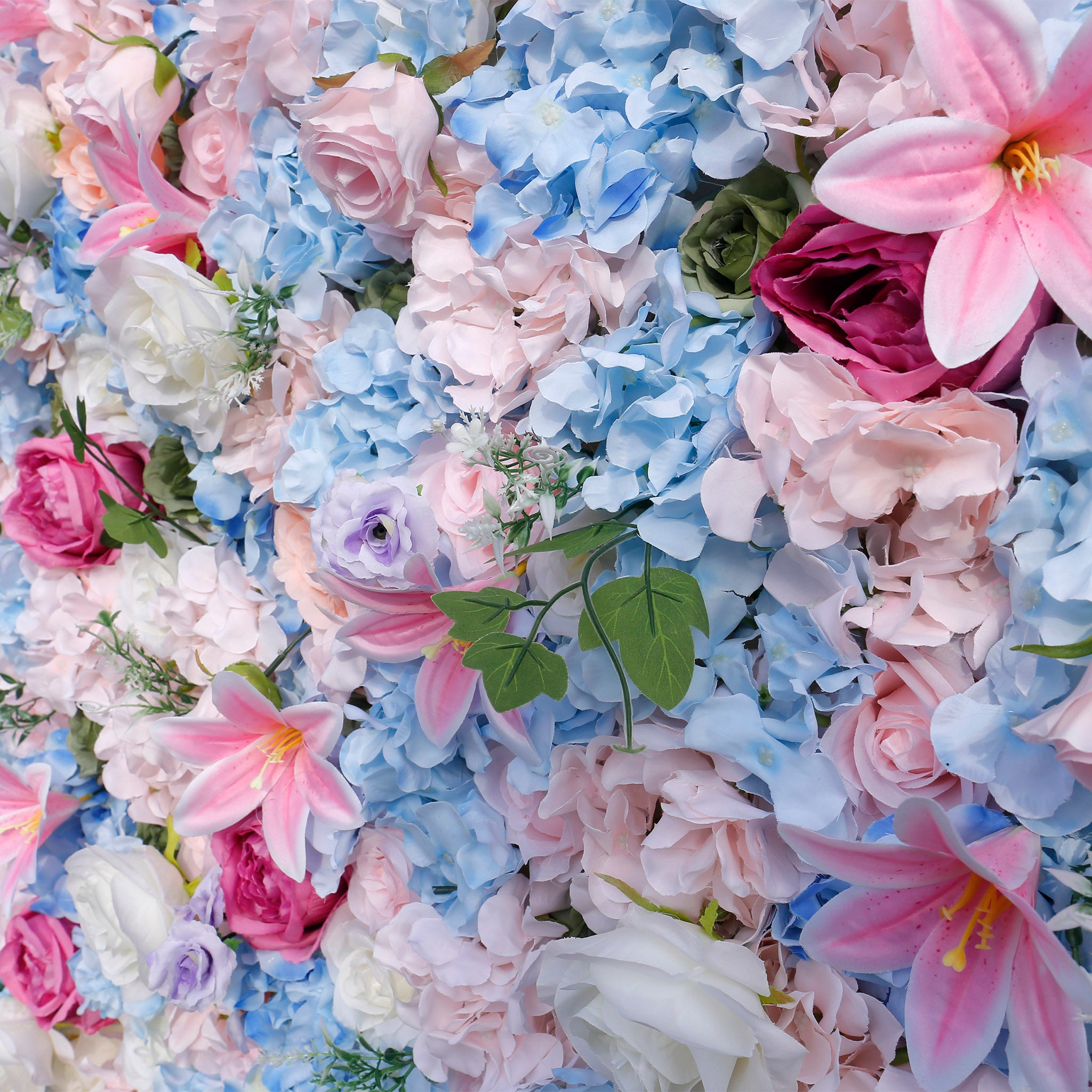 3D Pink Blue Rose Hydrangea Flower Wall Backdrop for Wedding & Party Decoration