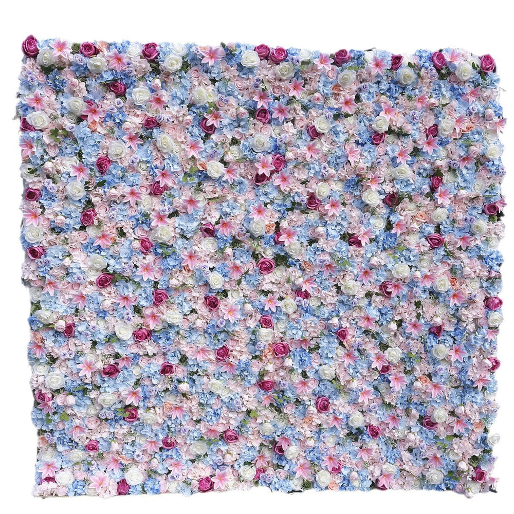 3D Pink Blue Rose Hydrangea Flower Wall Backdrop for Wedding & Party Decoration