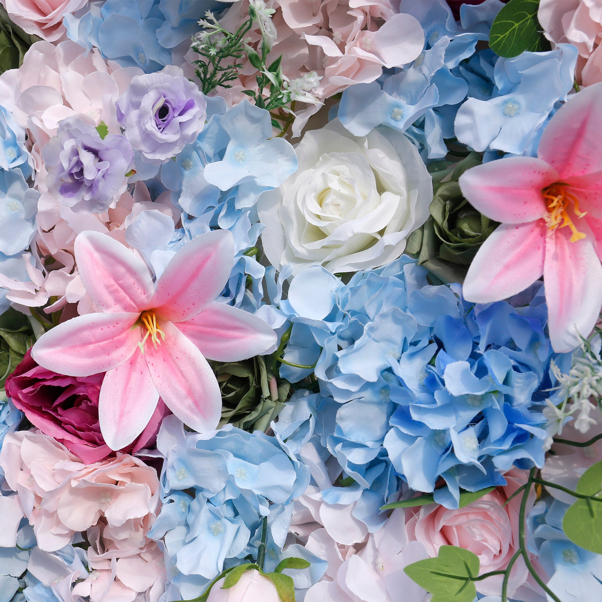 3D Pink Blue Rose Hydrangea Flower Wall Backdrop for Wedding & Party Decoration