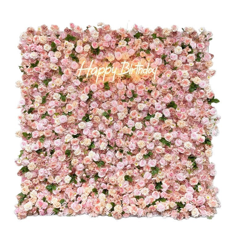 Atlasflowerswall 3D Pink Fabric Backed Artificial Flower Wall Backdrop for Wedding and Events