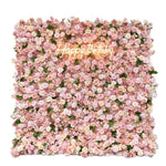 Atlasflowerswall 3D Pink Fabric Backed Artificial Flower Wall Backdrop for Wedding and Events