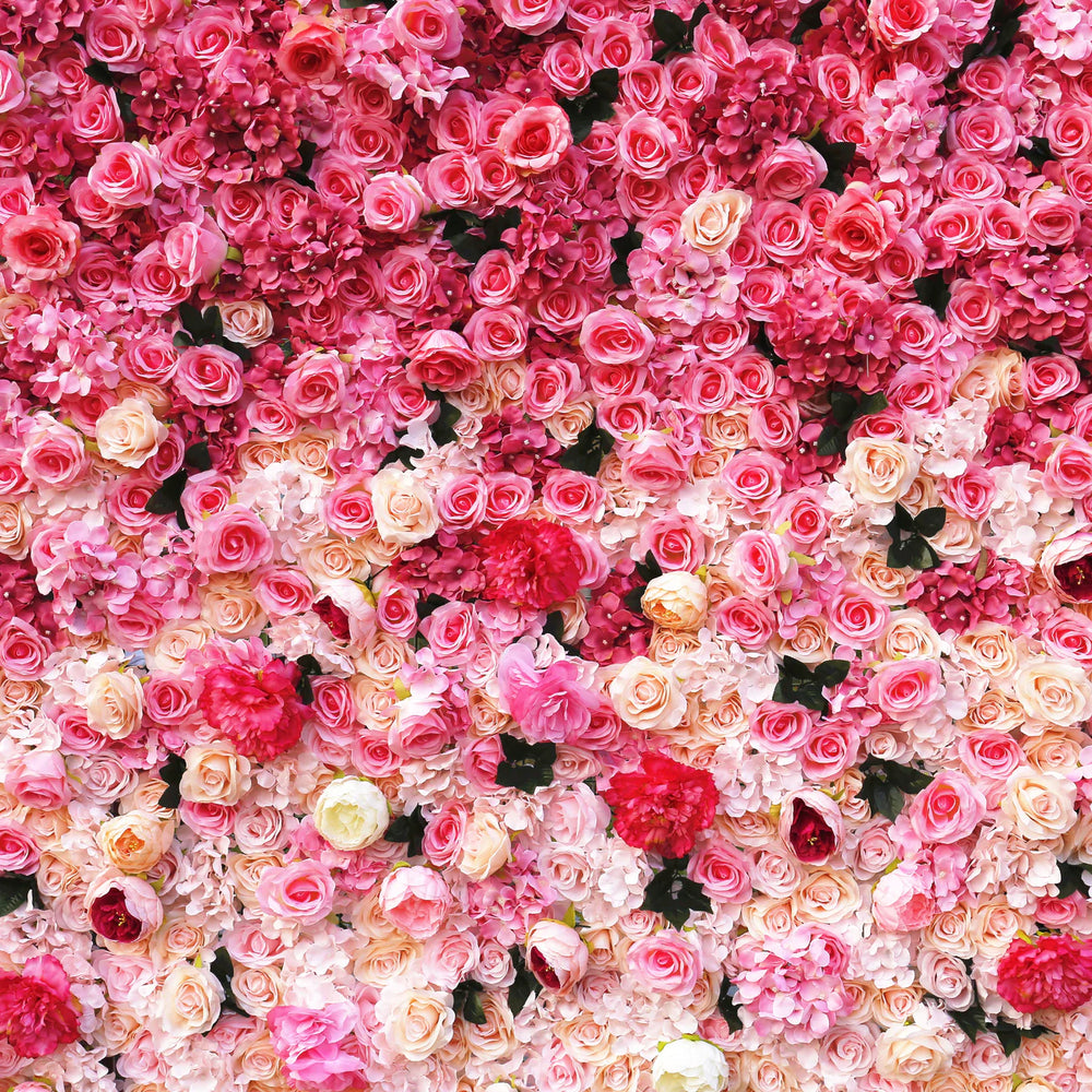 Atlasflowers 3D Pink Ombre Rose Artificial Flower Wall Backdrop for Wedding & Party Decor