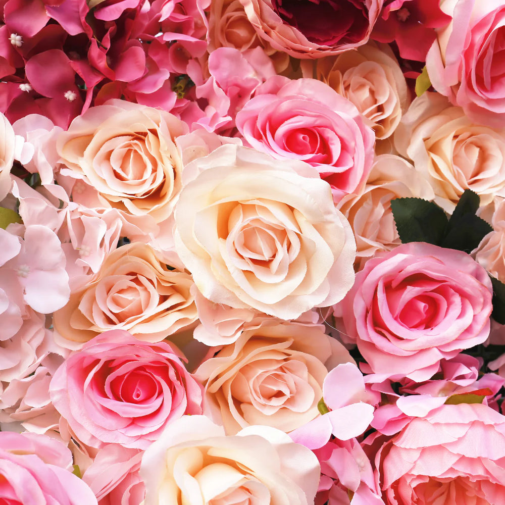 Atlasflowers 3D Pink Ombre Rose Artificial Flower Wall Backdrop for Wedding & Party Decor