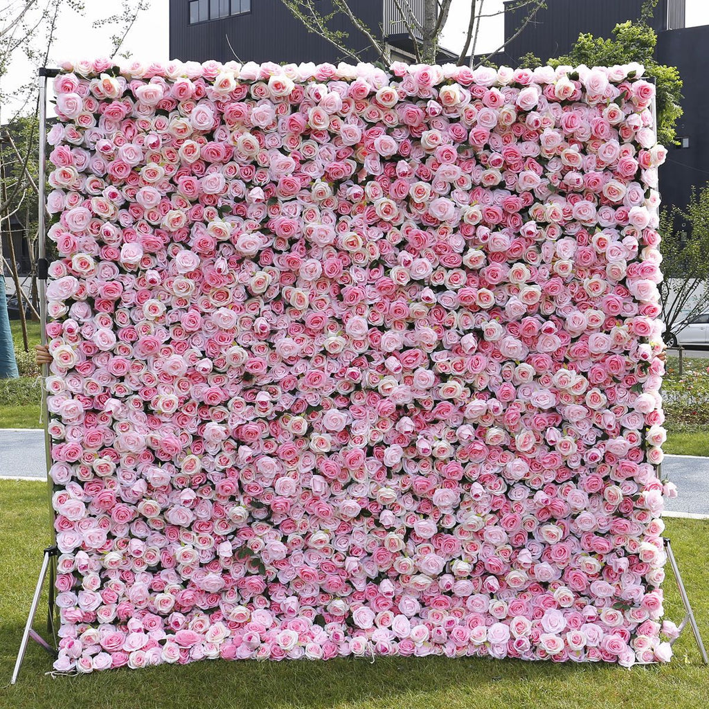 3D Pink Rose Flower Wall Backdrop for Wedding & Event Decoration