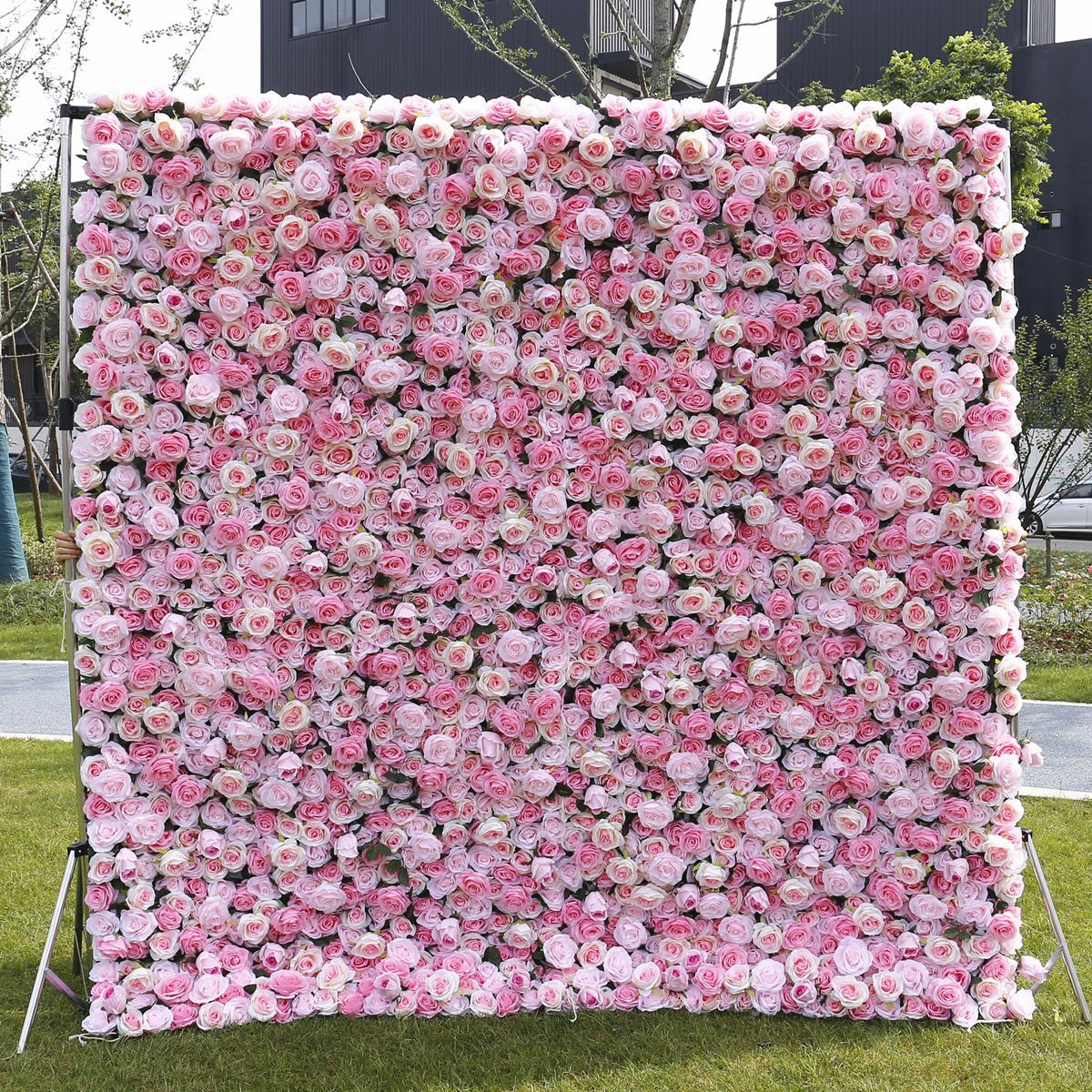 3D Pink Rose Flower Wall Backdrop for Wedding & Event Decoration