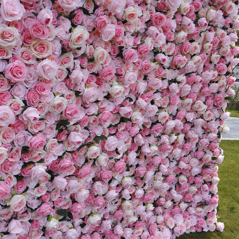 3D Pink Rose Flower Wall Backdrop for Wedding & Event Decoration