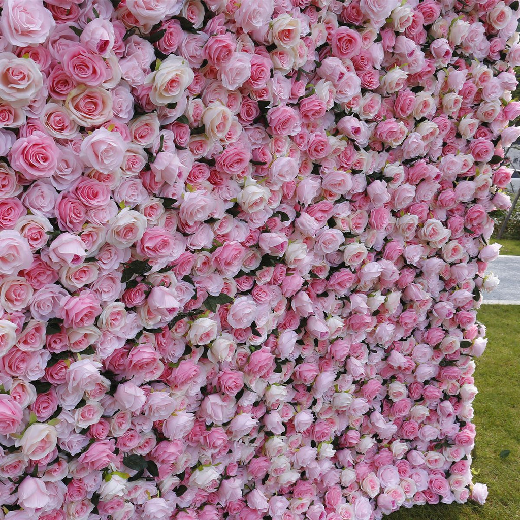 3D Pink Rose Flower Wall Backdrop for Wedding & Event Decoration
