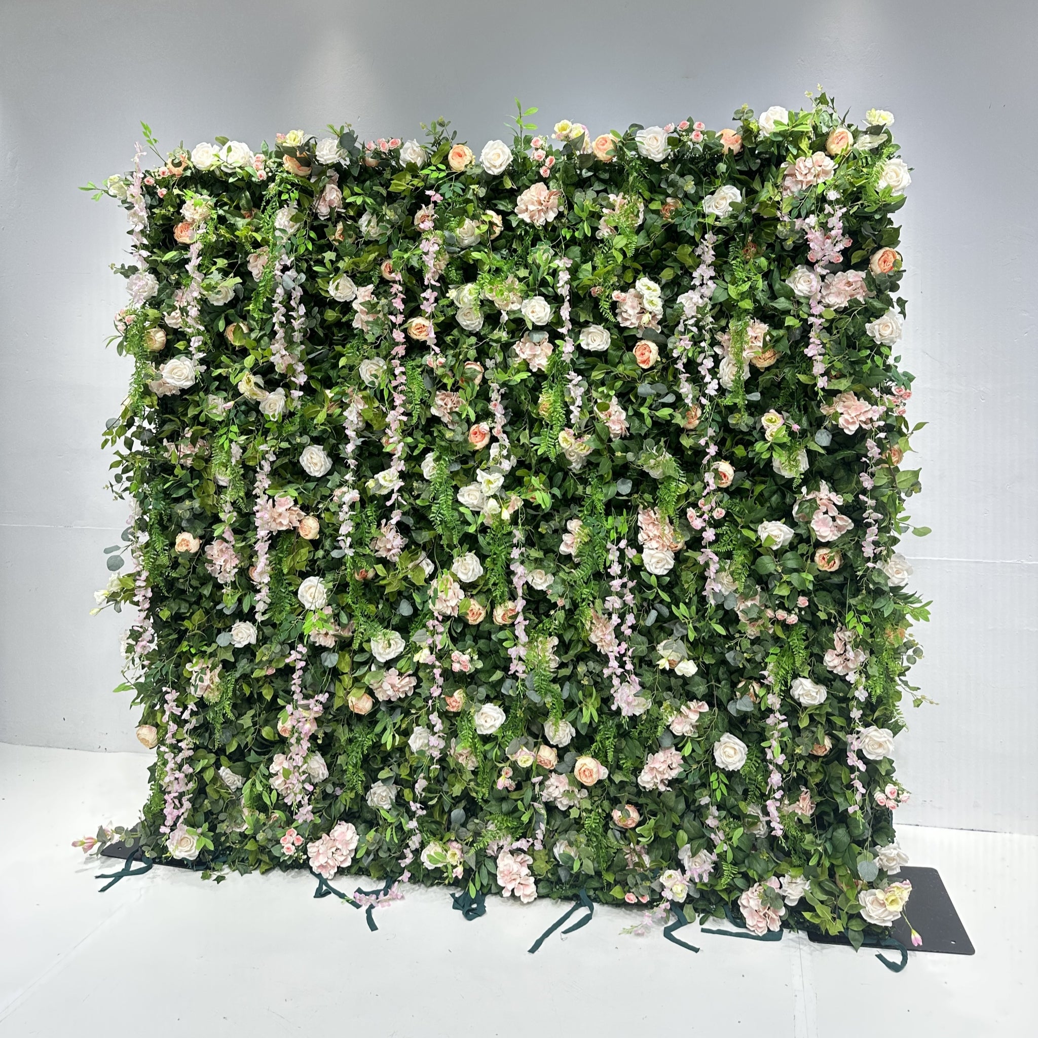 3D Pink Rose Green Leaf Rolling Up Curtain Flower Wall for Wedding & Party Decoration