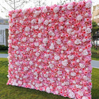 Atlasflowerswall 3D Pink Rose & Hydrangea Flower Wall Backdrop for Wedding Decor