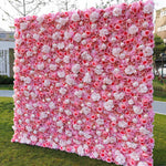 Atlasflowerswall 3D Pink Rose & Hydrangea Flower Wall Backdrop for Wedding Decor