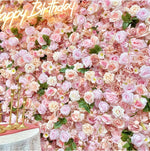 Atlasflowerswall 3D Pink Fabric Backed Artificial Flower Wall Backdrop for Wedding and Events