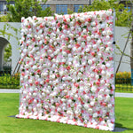 wedding flower wall background pink and white roses