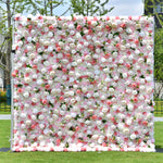 5D pink and white rose artificial flower wall wedding backdrop