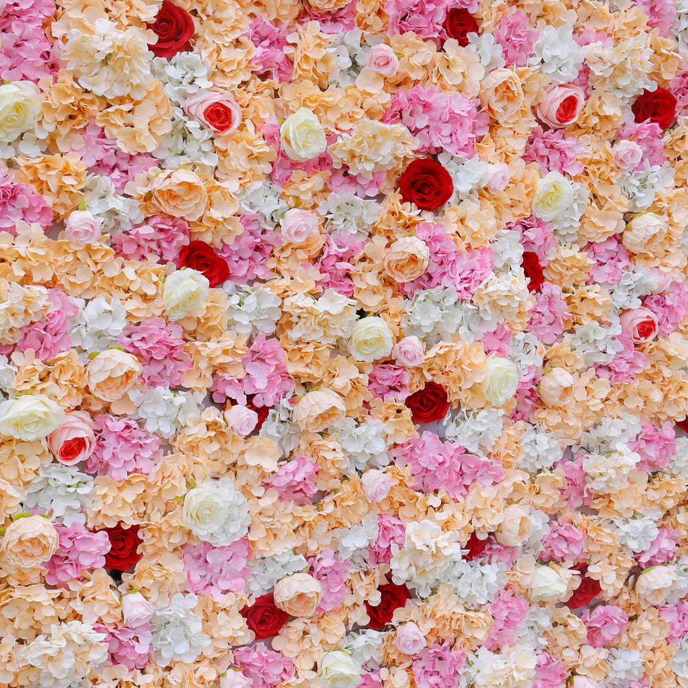 Premium 3D Pink Yellow Hydrangea Flower Wall Backdrop for Wedding Party & Event Decor