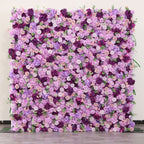 3D Purple Rose & Hydrangea Artificial Flower Wall Backdrop for Wedding & Event Decor