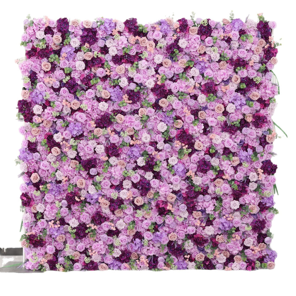 3D Purple Rose & Hydrangea Artificial Flower Wall Backdrop for Wedding & Event Decor