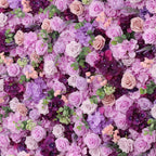 3D Purple Rose & Hydrangea Artificial Flower Wall Backdrop for Wedding & Event Decor