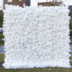 3D White Artificial Flower Wall 8x8ft Backdrop for Wedding & Events