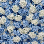Atlasflowerswall Premium 3D White & Blue Hydrangea Fabric Roll Up Flower Wall Backdrop
