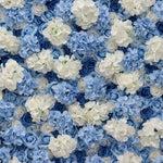 Atlasflowerswall Premium 3D White & Blue Hydrangea Fabric Roll Up Flower Wall Backdrop