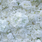 Atlasflowerswall 3D White Hydrangea & Rose Artificial Flower Wall Roll-Up Backdrop for Wedding Decor