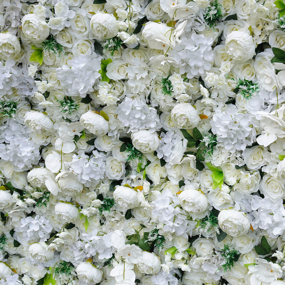 3D White Rose Artificial Fabric Backdrop Rolling Up Curtain Flower Wall - Wedding Decoration