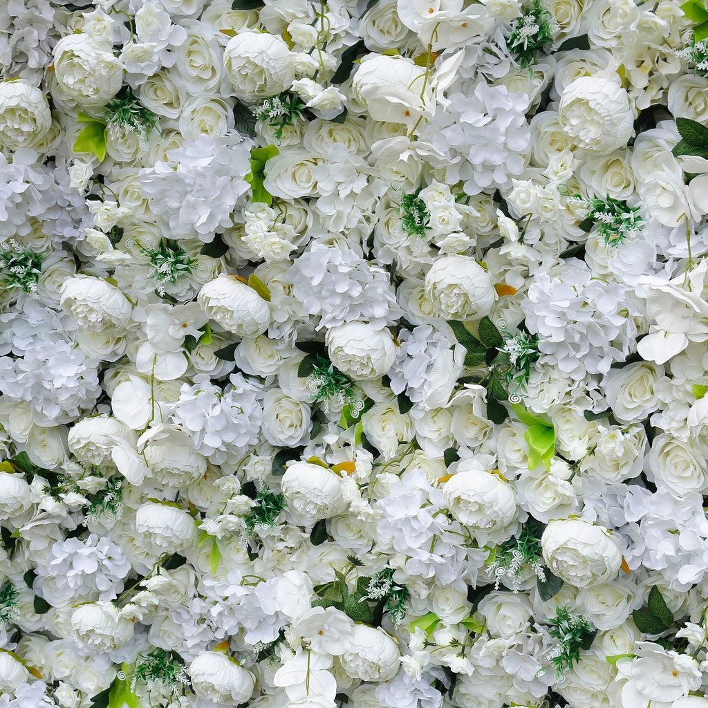 3D White Rose Artificial Fabric Backdrop Rolling Up Curtain Flower Wall - Wedding Decoration