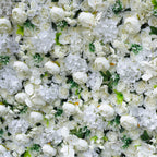 3D White Rose Artificial Fabric Backdrop Rolling Up Curtain Flower Wall - Wedding Decoration